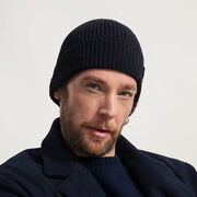 Black recycled cotton rib knit hat